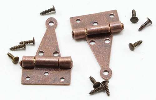 Dollhouse Miniature T-HINGES WITH NAILS, OIL RUBBED BRONZE, 4 Pk